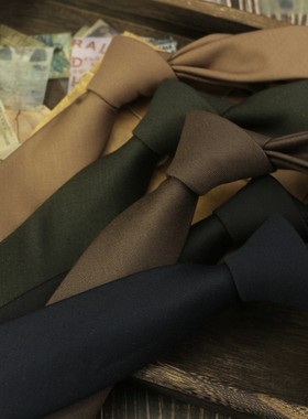 TR西服面料领带男韩版休闲6CM窄版纯色正装灰色职业百搭学生纯黑