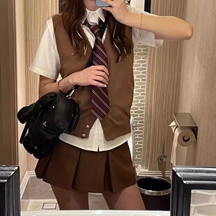 领带女装饰复古学院风设计感韩系甜酷vintage免打酒红条装饰