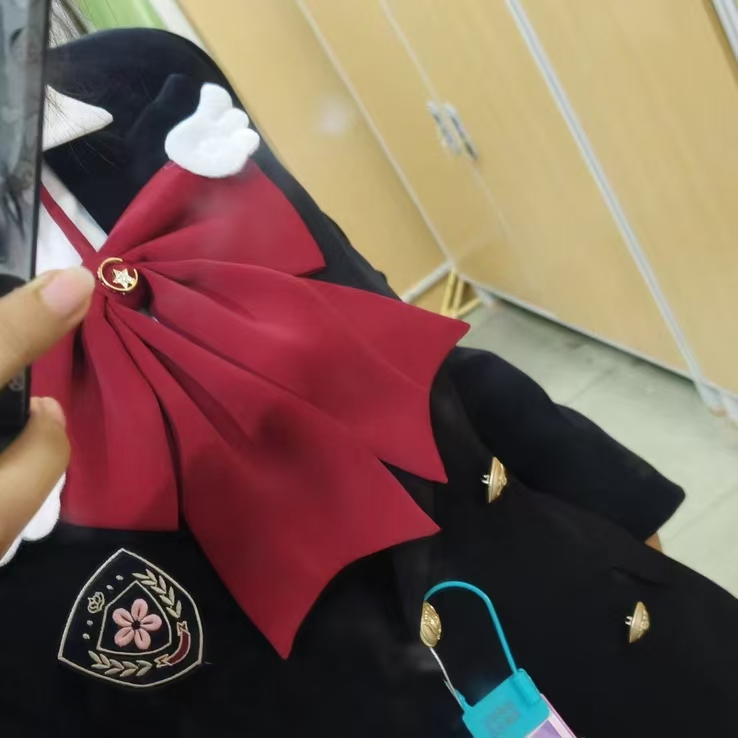 星星粉色超大领结女酒红色蝴蝶结jk制服衬衫学院风燕尾水手服领花