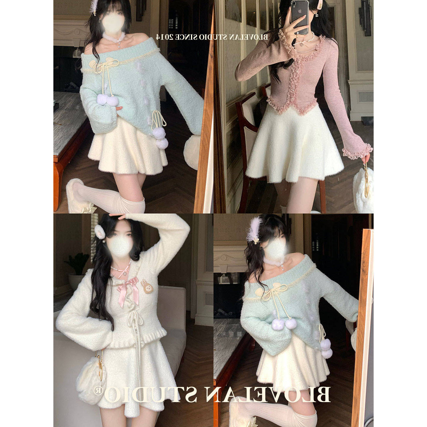 草莓奶昔 软糯温柔风云朵白色毛绒绒针织貂绒高腰短裙冬,女装/女士精品,半身裙,淘宝优惠券,粉丝福利购,淘宝优惠卷