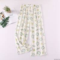 Gongsatin cotton silk pajama pants for women, summer cartoon cotton silk long pants, pure cotton thin mosquito-proof home pants, can be worn over wide-leg pants thumbnail 5