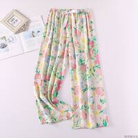 Gongsatin cotton silk pajama pants for women, summer cartoon cotton silk long pants, pure cotton thin mosquito-proof home pants, can be worn over wide-leg pants thumbnail 8