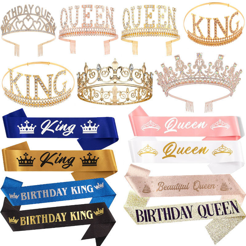 老公老婆男女朋友生日皇冠King and Queen女神礼仪带节日礼物装饰