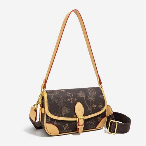 CITEX LV官方旗舰店高级感宽肩带法棍包包女2024新款复古老花单肩