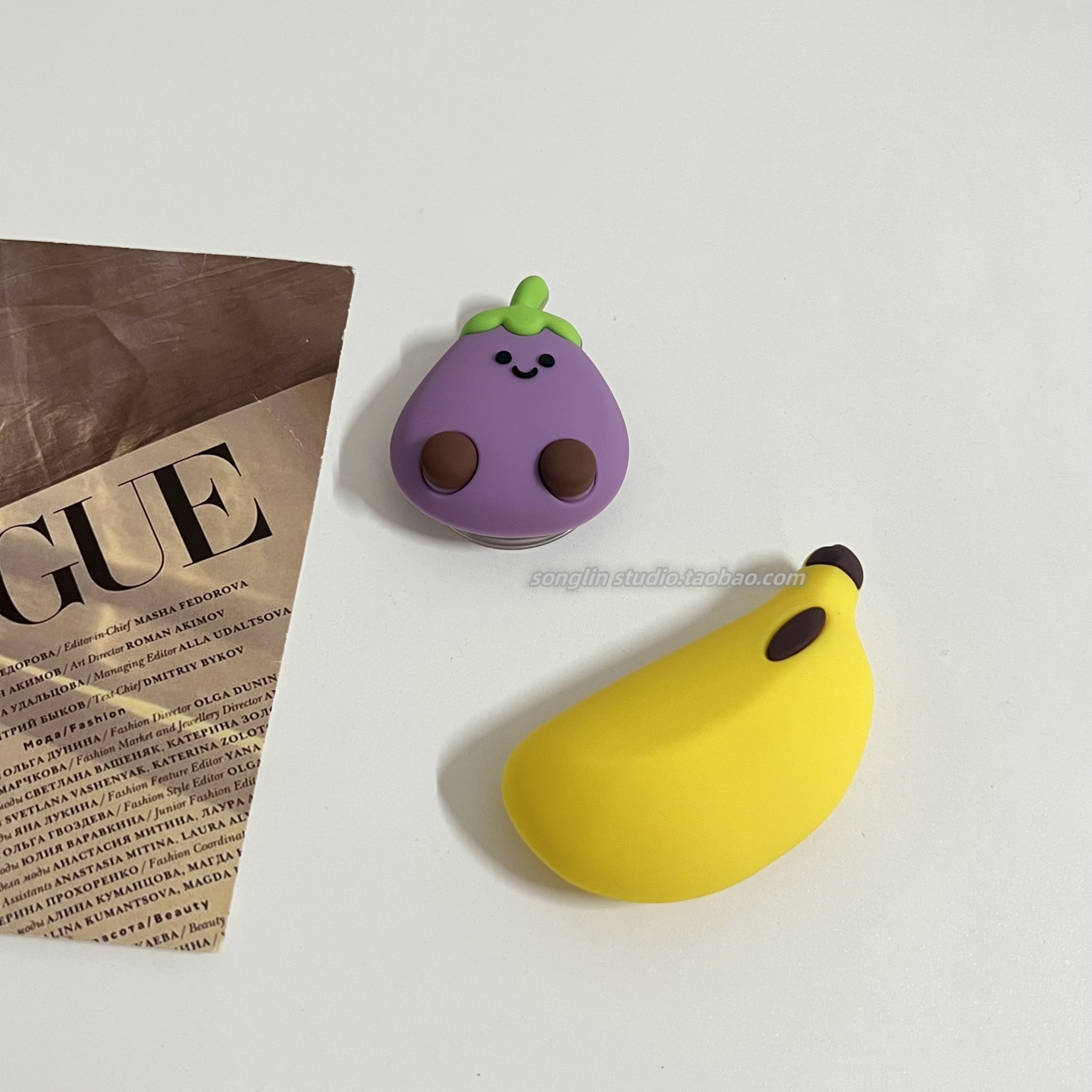 简约立体硅胶香蕉茄子手机壳支架