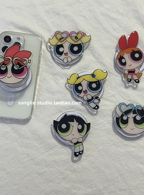 ins风卡通飞天小女孩可爱女警手机壳支撑伸缩吸附magsafe磁吸支架