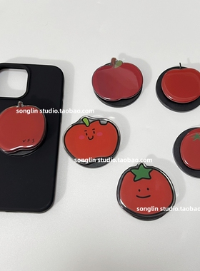 ins风复古红苹果番茄创意手机壳支撑桌面伸缩适用magsafe磁吸支架