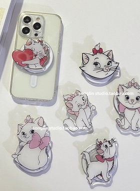 卡通玛丽猫可爱小猫咪手机壳x支撑可伸缩便携magsafe啪嗒磁吸支架