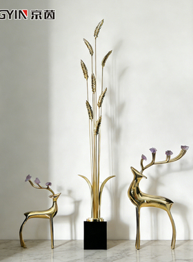 公司店铺黄铜麦穗丰收寓意好摆件