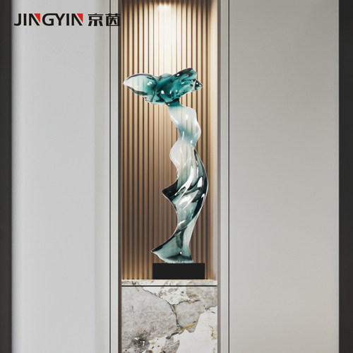 玄关壁龛细长雕塑青碟幻舞摆件