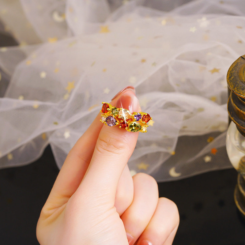 沙金正品镀18K金小方糖戒指女