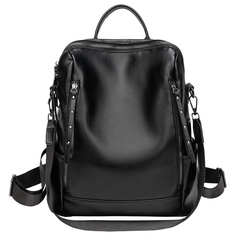 LEATHER TEXTURE BACKPACK WOMENS 2024 NEW KOREAN VERSION VERSATILE FASHION SOFT LEATHER BAG LARGE CAPACITY DUAL-PURPOSE BACKPACK TIDE
