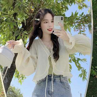 防晒外套女设计感小众开衫夏季薄款清新甜美韩系别致短款上衣女
