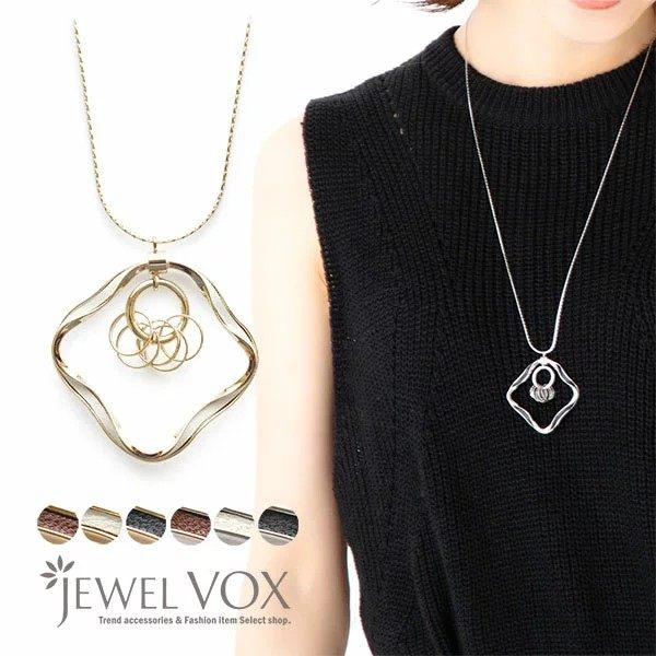 日本轻奢甜蜜约会合金指环花朵形镀金项链女淑女风毛衣链三八节