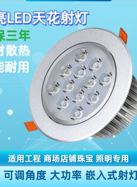 led嵌入式射灯12W18W24W36W店铺商用天花灯大功率暗装筒灯牛眼灯