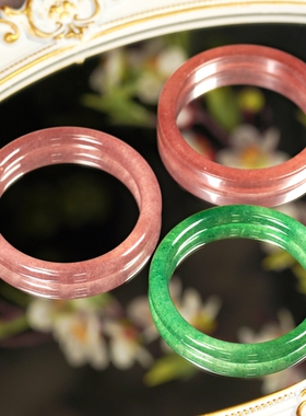 天然草莓晶手镯女士高颜值学生轻奢小众精致闺蜜叠戴冰种国风手镯