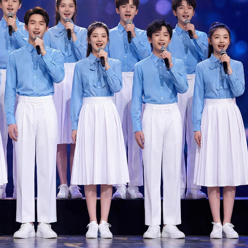 六一儿童合唱朗诵演出服小学生初高中生主持演讲比赛大合唱团服装图片