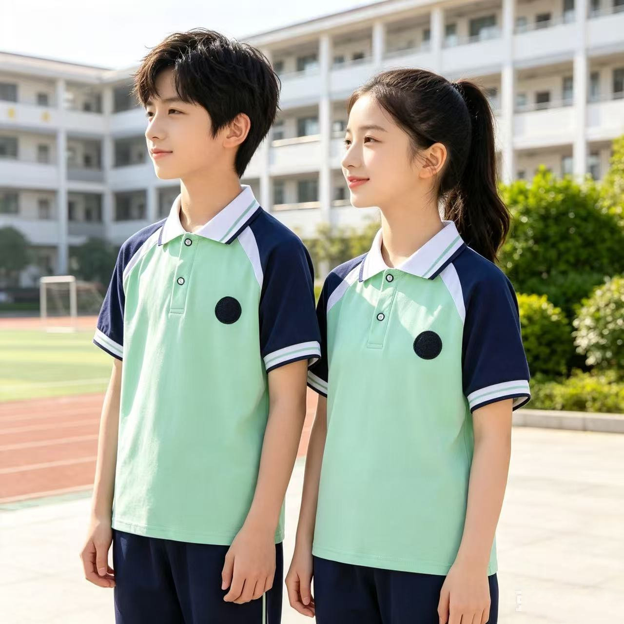 小学校服短袖绿色T恤男女同款