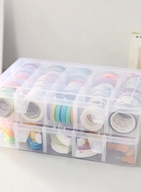 多功能透明塑料收纳盒大容量储物盒子长方形首饰美甲元件珠子零件