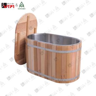 新款 椭圆红雪松冷水浴桶浴缸桑拿配件附件 304不锈钢内胆