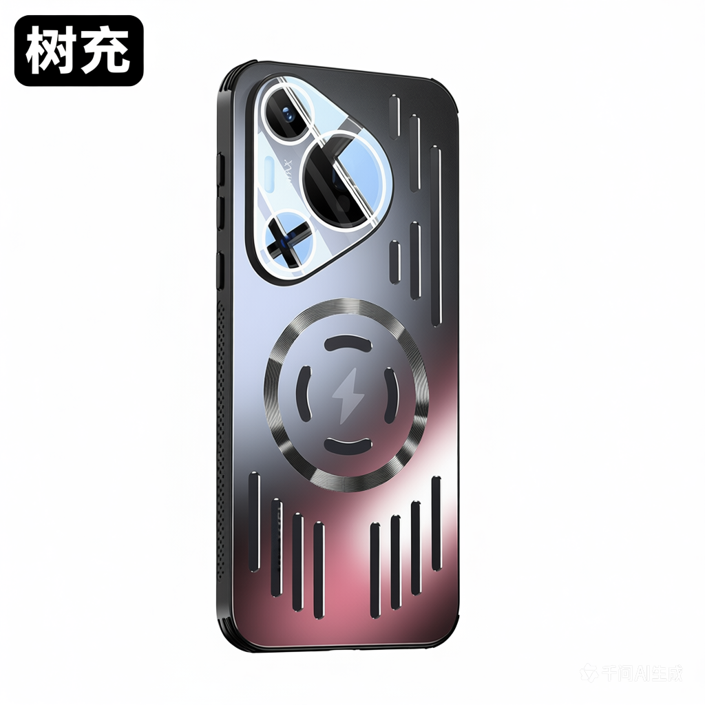 树充适用华为pura70pro手机壳创意散热金属背板磁吸充电p70保护套p70pro+男p60pro女p60外壳散热器p80pro新款