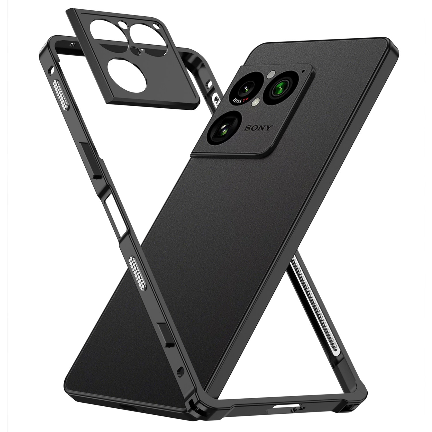树充适用索尼Xperia1VIII手机壳硬壳保护套支架防摔黑色索尼Xperia1VII保护套索尼Xperia1VI不锈钢