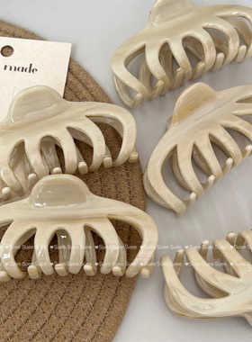 本命抓夹高级感杏奶色油画奶油肌加厚4.0厚醋酸南瓜ins大号鲨鱼夹