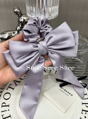 韩国东大门纯色基础简约经典款蝴蝶结飘带法式大肠圈紫色少女头绳