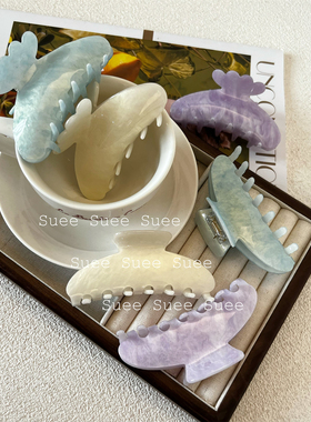 变色的鲨鱼夹细闪韩国新款醋酸抓夹鲨鱼夹亚克力粉色后脑盘发发夹