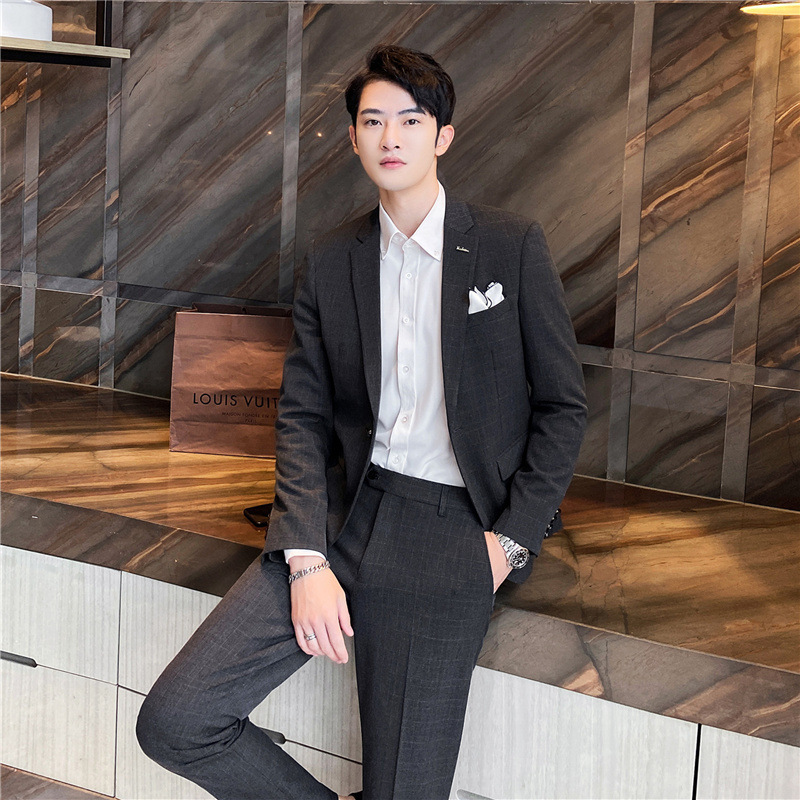 休闲西装外套男韩版潮流修身帅气春季青年英伦风商务正装西服男