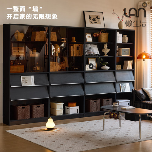 满墙书柜实木客厅展示柜