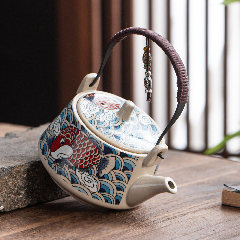 陶瓷茶壶提梁壶套装茶具