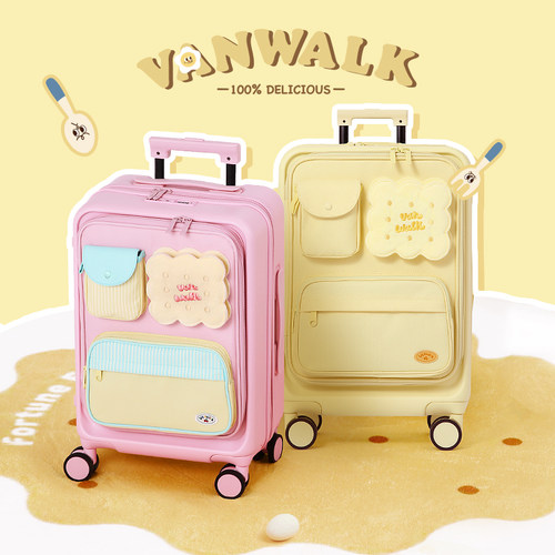 VANWALK 前置开口新款行李箱20寸密码锁旅行拉杆箱女万向轮登机箱