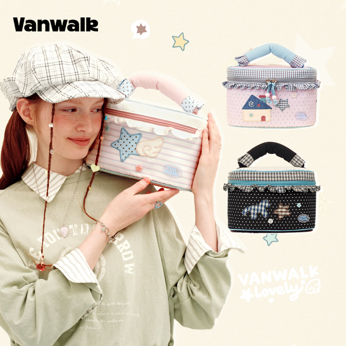 VANWALK手账屋 女生外出分区护肤品收纳包便携式洗漱包手提化妆包