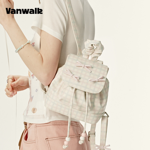VANWALK手账系列 少女蝴蝶结芭蕾风小背包可爱出游双肩包小型包包