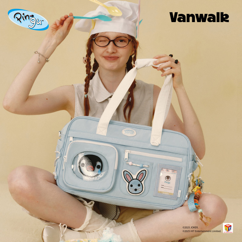 VANWALK Pingu大容量短途旅行包女生运动健身斜挎手提轻便行李袋