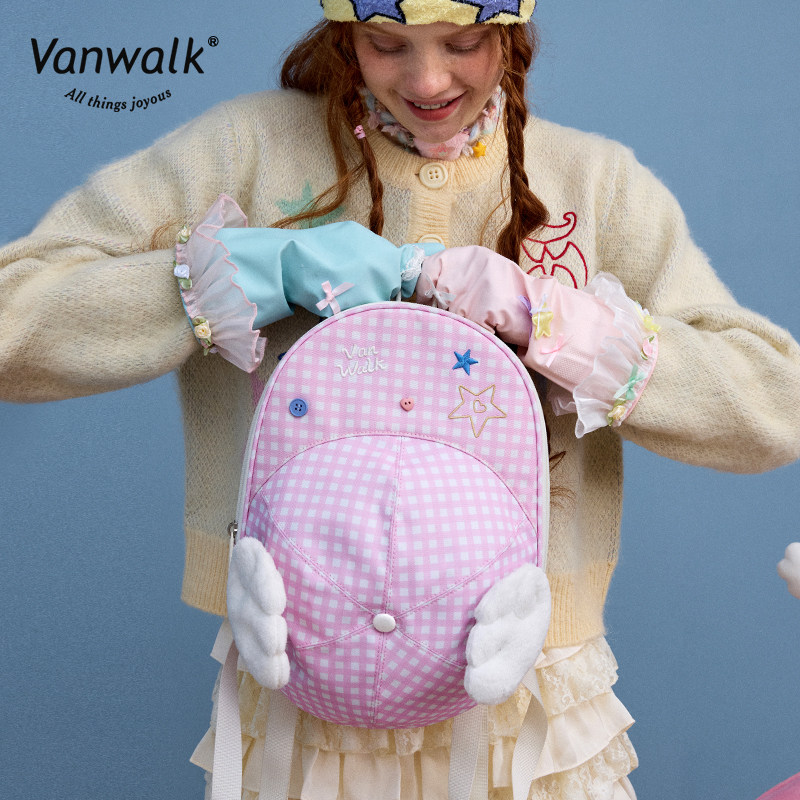 VANWALK幸运星 小众设计户外出游棒球帽双肩包女通勤轻便休闲书包
