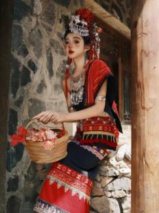 布朗族服装少数民族苗疆少女服饰云南布朗族傣族民族旅拍演出服