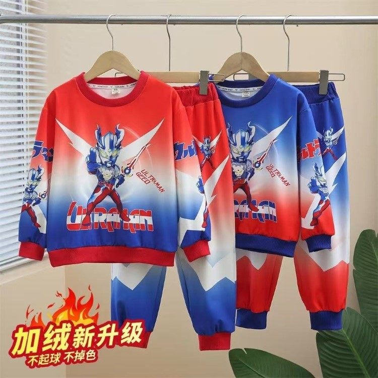 秋冬季赛罗奥特曼发光加绒卫衣套装2025春季男孩迪迦运动服两件套