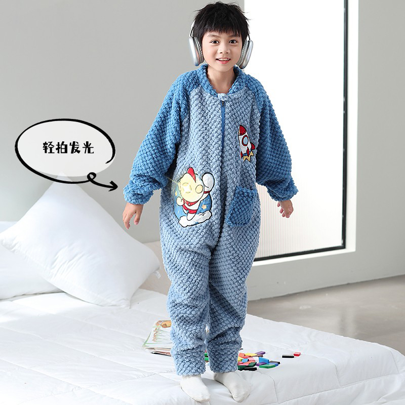 奥特曼男童法兰绒连体睡衣秋冬季