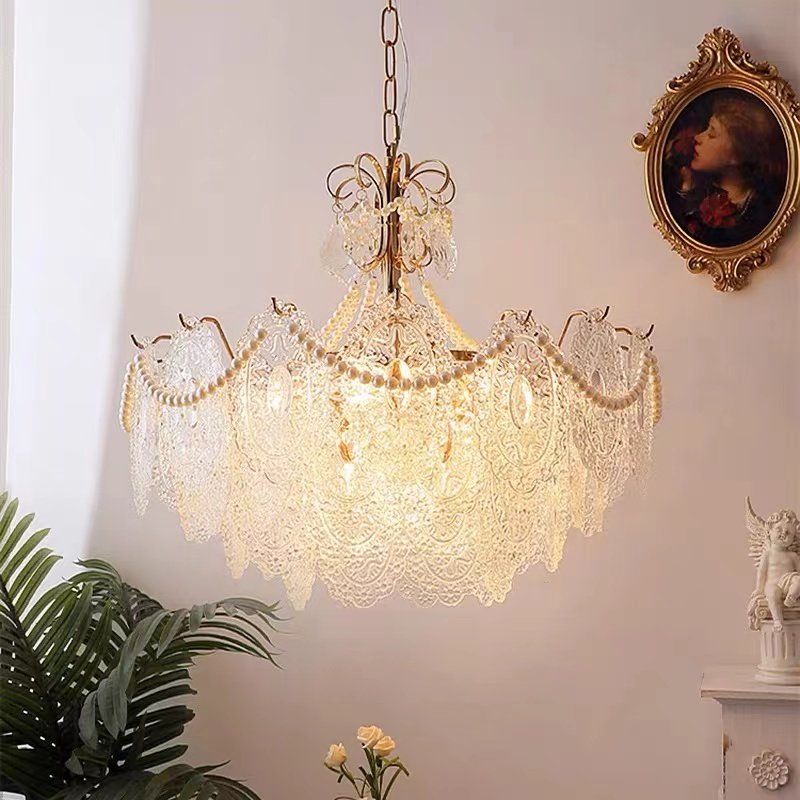 法式轻奢客厅灯美式复古卧室餐厅灯网红珍珠玻璃创意艺术店铺吊灯,家装灯饰光源,客厅吊灯,淘宝优惠券,粉丝福利购,淘宝优惠卷