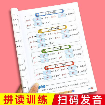 一年级学汉语拼音拼读专项训练幼儿园学前大班幼小衔接全套零基础学习神器声母韵母整体认读音节全表口诀小学描红字帖有声书本教材