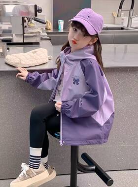 女童外套春秋冬2025新款洋气春款时髦女宝宝儿童装休闲外套冲锋衣