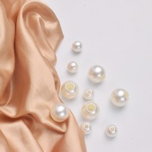 大孔米白色ABS直孔仿珍珠子穿皮筋辅料diy散珠饰品配件花杆包带