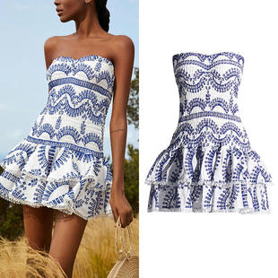 时尚波西米亚复古风2025抹胸性感修身荷叶边蕾丝边女式连衣裙女冬