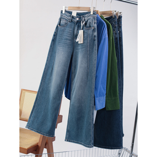 显瘦百搭春秋女裤 后口袋刺绣云柔棉长裤 立体剪裁设计牛仔裤 韩版