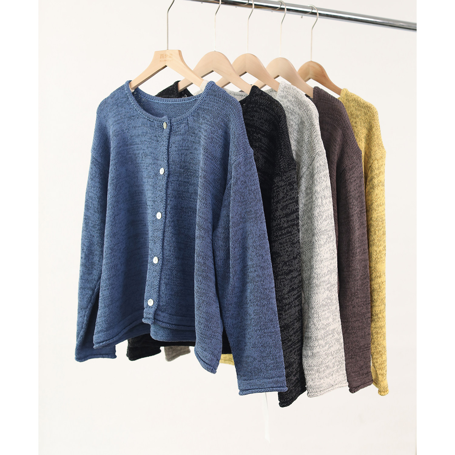 简约贝壳扣针织开衫女花纱宽松百搭毛衣外套温柔色系上衣,女装/女士精品,毛针织衫,淘宝优惠券,粉丝福利购,淘宝优惠卷