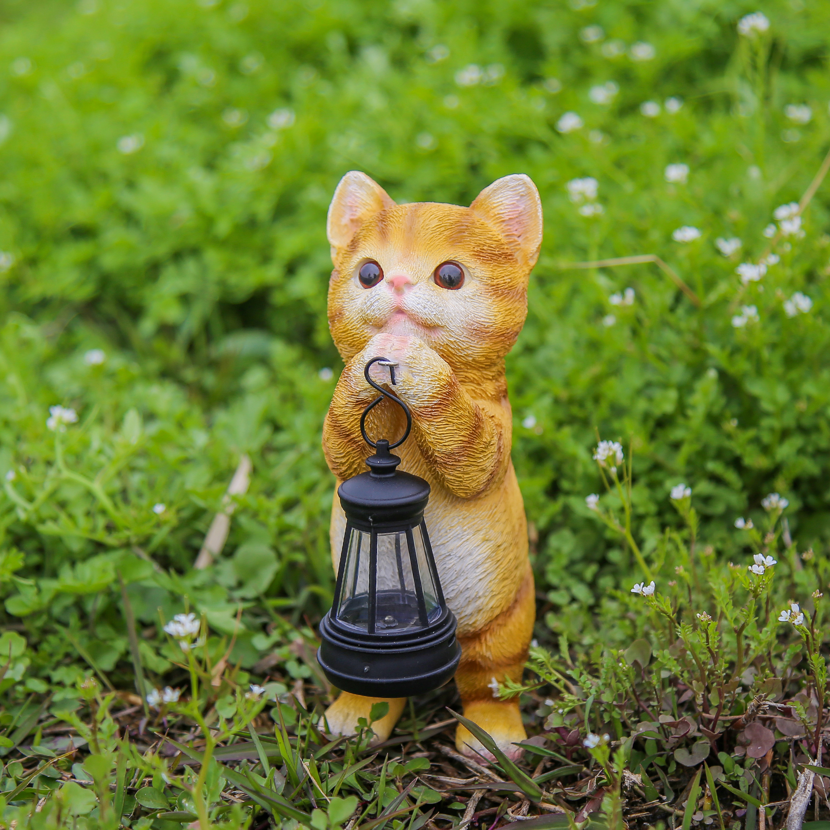 花园庭院园林动物装饰户外太阳能灯创意小猫提灯摆件