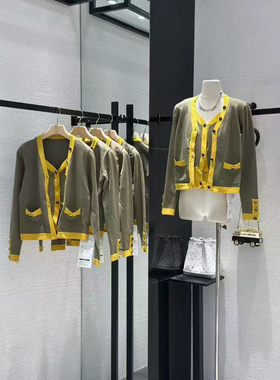 ueelook中古感私服假两件撞色小香针织开衫上衣女春2259