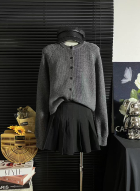 ueelook 榛果卡其灰 经典格子领可拆卸毛衣开衫